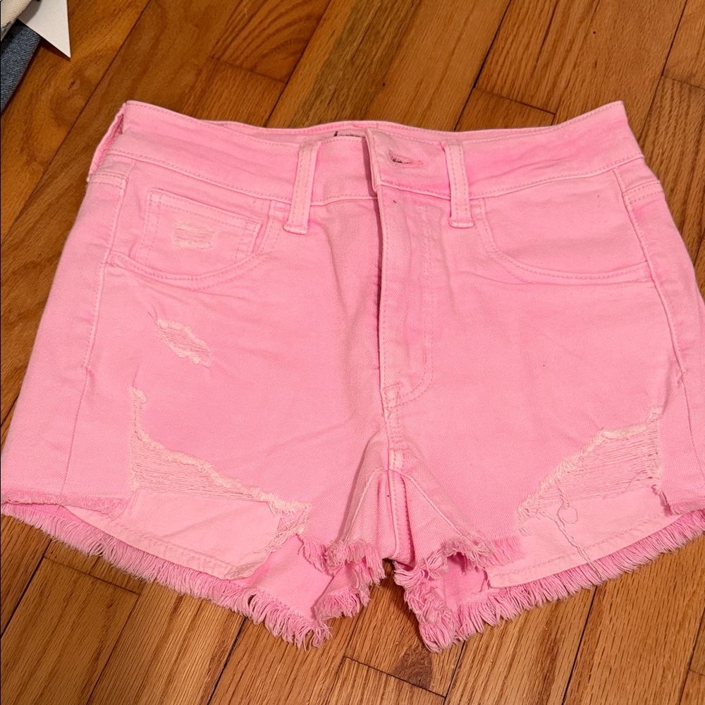 NWOT AE hot pink hi rise shorties size 2
